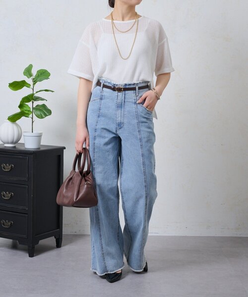 Jena espace merveilleux（ジェナ　エスパスメルヴェイユ）の「ストレッチワイドデニムパンツ（その他パンツ・レディース・ブルー系その他/ネイビー・FREE）」の9枚目の写真