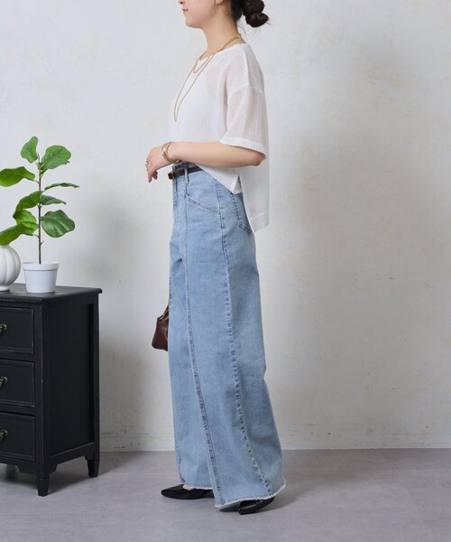 Jena espace merveilleux（ジェナ　エスパスメルヴェイユ）の「ストレッチワイドデニムパンツ（その他パンツ・レディース・ブルー系その他/ネイビー・FREE）」の14枚目の写真