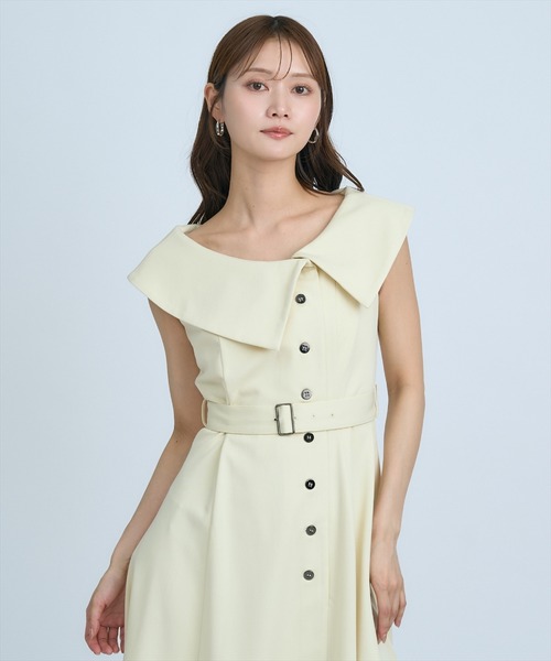 AND COUTURE(アンドクチュール)の「アシメビックカラー前ボタンワンピース(ワンピース・レディース・アイボリー/ブルー/ネイビー・FREE)」の16枚目の写真