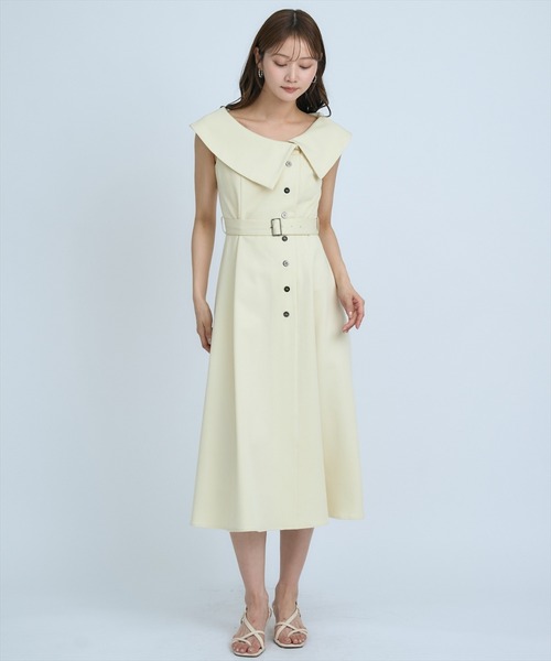 AND COUTURE(アンドクチュール)の「アシメビックカラー前ボタンワンピース(ワンピース・レディース・アイボリー/ブルー/ネイビー・FREE)」の21枚目の写真