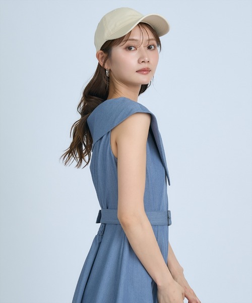 AND COUTURE(アンドクチュール)の「アシメビックカラー前ボタンワンピース(ワンピース・レディース・アイボリー/ブルー/ネイビー・FREE)」の6枚目の写真