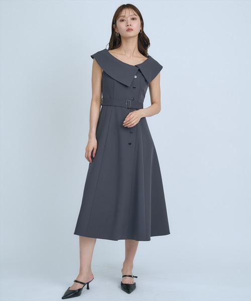 AND COUTURE(アンドクチュール)の「アシメビックカラー前ボタンワンピース(ワンピース・レディース・アイボリー/ブルー/ネイビー・FREE)」の22枚目の写真