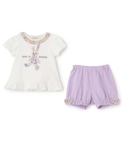 sense of wonder(センスオブワンダー)の「リバティウサクマアップリケベビースーツ(ロンパース・キッズ・ホワイト系/ピンク・70-80cm)」の4枚目の写真