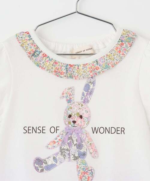 sense of wonder(センスオブワンダー)の「リバティウサクマアップリケベビースーツ(ロンパース・キッズ・ホワイト系/ピンク・70-80cm)」の5枚目の写真