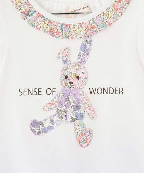 sense of wonder(センスオブワンダー)の「リバティウサクマアップリケベビースーツ(ロンパース・キッズ・ホワイト系/ピンク・70-80cm)」の6枚目の写真