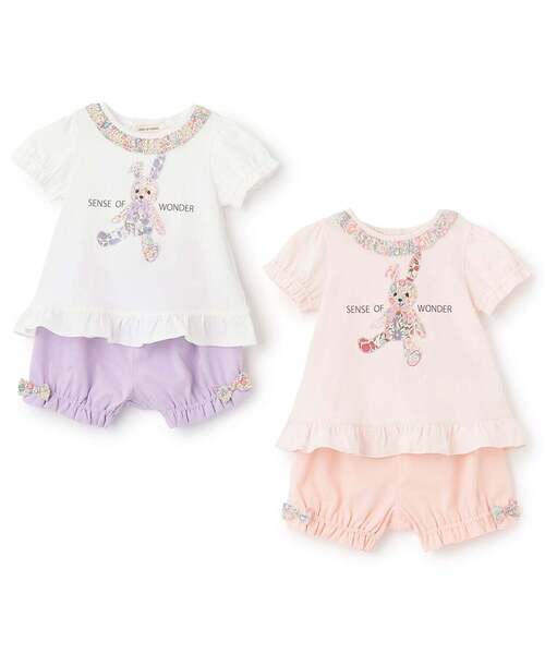 sense of wonder(センスオブワンダー)の「リバティウサクマアップリケベビースーツ(ロンパース・キッズ・ホワイト系/ピンク・70-80cm)」の13枚目の写真