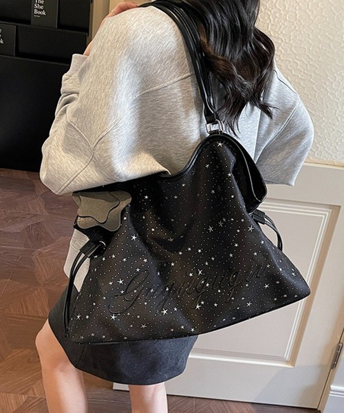 LYEON(リヨン)の「【大容量A4対応】ロゴ刺繍トートバッグ(トートバッグ・レディース・グレイッシュブルー/オフホワイト/ピンク/ブラック・FREE)」の2枚目の写真