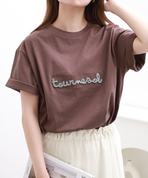 FUNALIVE(ファンアライブ)の「ブラシ刺繍ワイドクルーネックTシャツ 半袖(Tシャツ/カットソー・レディース・ブラック/アイボリー/ブラウン・M-L)」の15枚目の写真