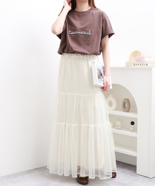 FUNALIVE(ファンアライブ)の「ブラシ刺繍ワイドクルーネックTシャツ 半袖(Tシャツ/カットソー・レディース・ブラック/アイボリー/ブラウン・M-L)」の17枚目の写真