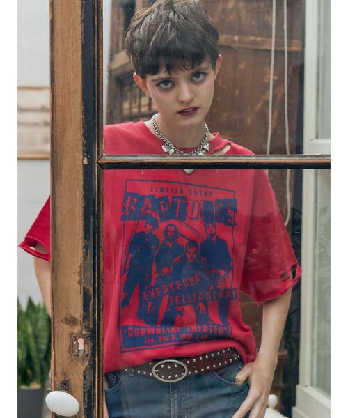 jouetie（ジュエティ）の「グランジダメージTシャツ（Tシャツ/カットソー・レディース・レッド/ブラック/オフホワイト・FREE）」の12枚目の写真