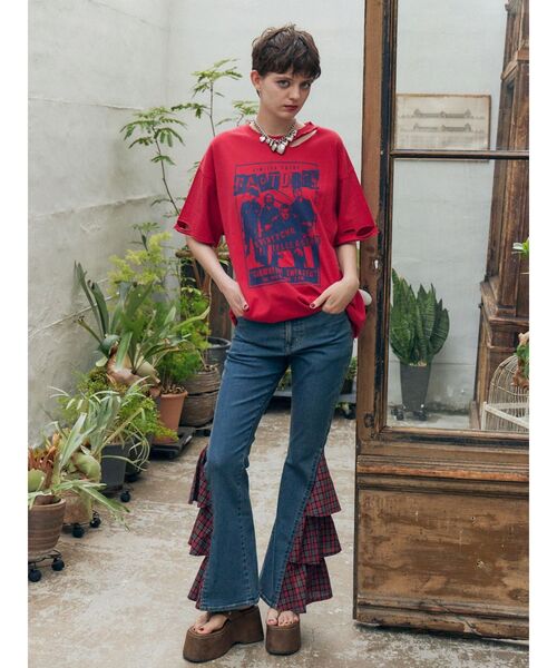 jouetie（ジュエティ）の「グランジダメージTシャツ（Tシャツ/カットソー・レディース・レッド/ブラック/オフホワイト・FREE）」の15枚目の写真