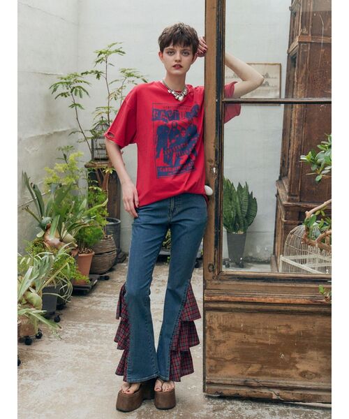 jouetie（ジュエティ）の「グランジダメージTシャツ（Tシャツ/カットソー・レディース・レッド/ブラック/オフホワイト・FREE）」の16枚目の写真
