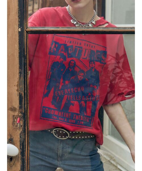 jouetie（ジュエティ）の「グランジダメージTシャツ（Tシャツ/カットソー・レディース・レッド/ブラック/オフホワイト・FREE）」の18枚目の写真