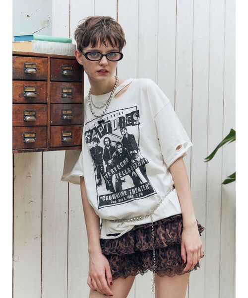 jouetie（ジュエティ）の「グランジダメージTシャツ（Tシャツ/カットソー・レディース・レッド/ブラック/オフホワイト・FREE）」の19枚目の写真