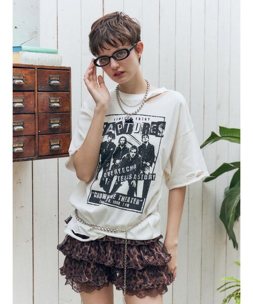 jouetie（ジュエティ）の「グランジダメージTシャツ（Tシャツ/カットソー・レディース・レッド/ブラック/オフホワイト・FREE）」の22枚目の写真