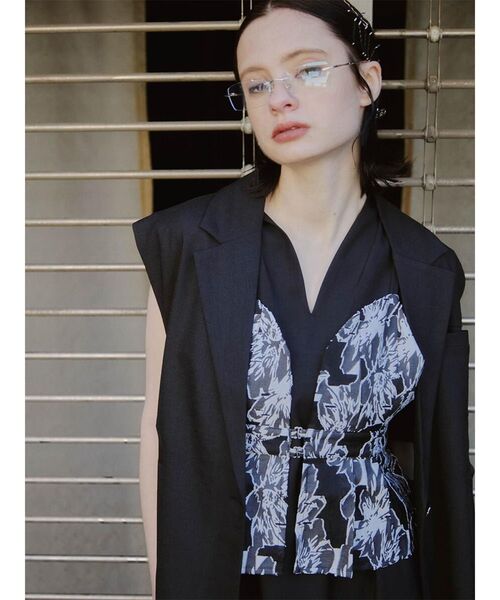 :ETHROF(イーサオブ)の「JACQUARD BUSTIRE SET DRESS(ワンピース・レディース・ブラック・MEDIUM)」の2枚目の写真