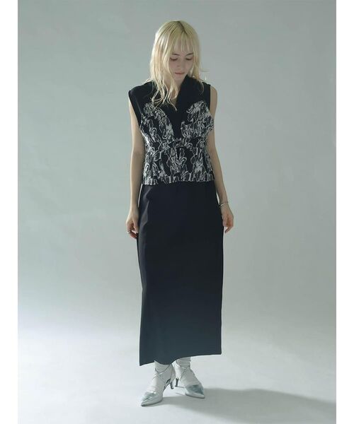 :ETHROF(イーサオブ)の「JACQUARD BUSTIRE SET DRESS(ワンピース・レディース・ブラック・MEDIUM)」の9枚目の写真