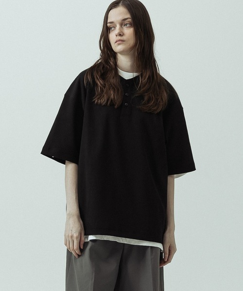 SLICK(スリック)の「【SLICK/スリック】Tech Thermal Drawstring Henley Neck/テックサーマルドローストリングヘンリーネックTシャツ(Tシャツ/カットソー・メンズ・サックスブルー/ブラック/スミクロ/グレイッシュベージュ・3/2/1)」の7枚目の写真