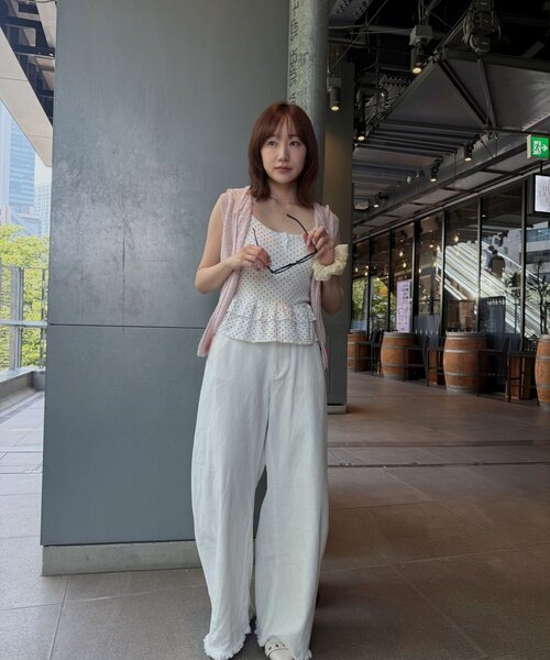 mline（エムライン）の「[mline]切り替えドットキャミソール（キャミソール・レディース・オフホワイト/ブラック・FREE）」の4枚目の写真