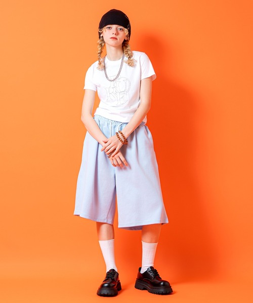 a.p.o.v.(エーピーオービー)の「a.p.o.v. クロップド丈ダメージワッペンY2KプリントTシャツ(レディース)(Tシャツ/カットソー・レディース・ホワイト/ブラック・ONESIZE)」の6枚目の写真
