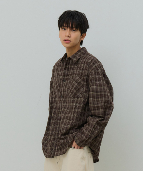 DESIRED(デシレッド)の「切り替えチェックシャツ-FASK5402B08(シャツ/ブラウス・レディース・ブラウン・MEDIUM/LARGE/X-LARGE)」の3枚目の写真