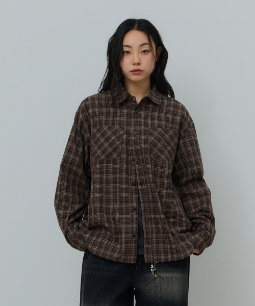 DESIRED(デシレッド)の「切り替えチェックシャツ-FASK5402B08(シャツ/ブラウス・レディース・ブラウン・MEDIUM/LARGE/X-LARGE)」の5枚目の写真