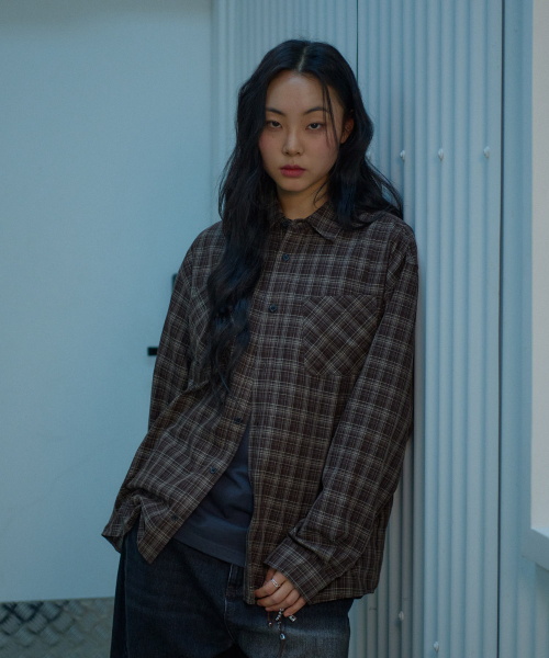 DESIRED(デシレッド)の「切り替えチェックシャツ-FASK5402B08(シャツ/ブラウス・レディース・ブラウン・MEDIUM/LARGE/X-LARGE)」の7枚目の写真