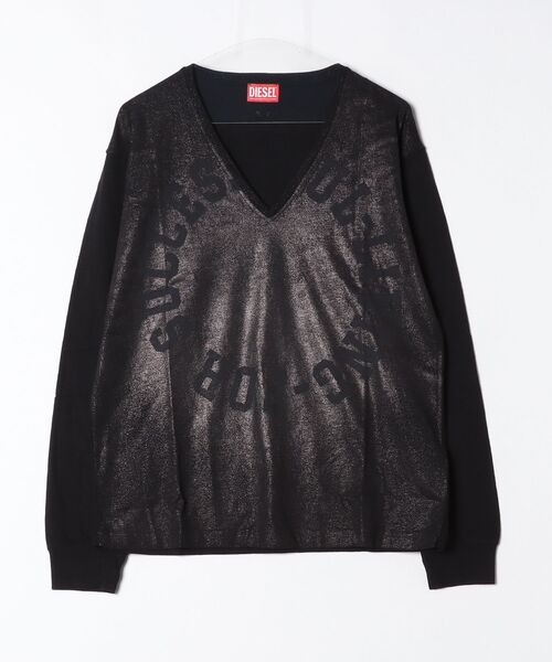 DIESEL(ディーゼル)の「メンズ 長袖Tシャツ T-ANS-LS-V(ニット/セーター・メンズ・ブラック・MEDIUM/SMALL/LARGE)」の1枚目の写真
