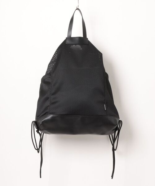ADAM PATEK（アダムパテック）の「●ADAM PATEK●Leather trimmed mesh drawstring bag（バックパック/リュック・メンズ・ブラック・FREE）」の9枚目の写真
