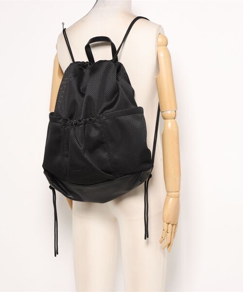 ADAM PATEK（アダムパテック）の「●ADAM PATEK●Leather trimmed mesh drawstring bag（バックパック/リュック・メンズ・ブラック・FREE）」の14枚目の写真