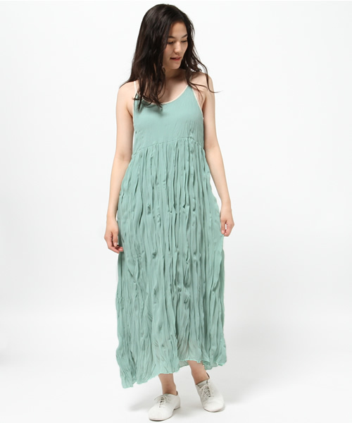 OUTLET（アウトレット）の「【mystic】ワッシャー加工キャミワンピース（ワンピース・レディース・キャメル/ミント/オフホワイト・FREE）」の2枚目の写真