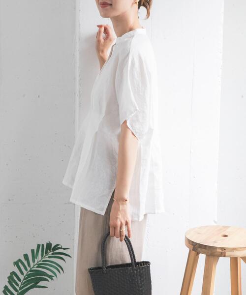 URBAN RESEARCH DOORS（アーバンリサーチドアーズ）の「リネンウエストタックスキッパーブラウス（シャツ/ブラウス・レディース・ボルドー/オフホワイト/ネイビー・FREE）」の15枚目の写真