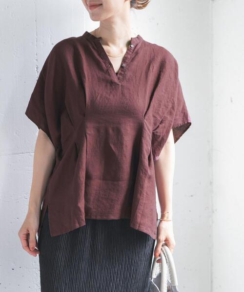 URBAN RESEARCH DOORS（アーバンリサーチドアーズ）の「リネンウエストタックスキッパーブラウス（シャツ/ブラウス・レディース・ボルドー/オフホワイト/ネイビー・FREE）」の20枚目の写真