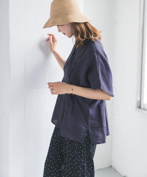 URBAN RESEARCH DOORS（アーバンリサーチドアーズ）の「リネンウエストタックスキッパーブラウス（シャツ/ブラウス・レディース・ボルドー/オフホワイト/ネイビー・FREE）」の9枚目の写真