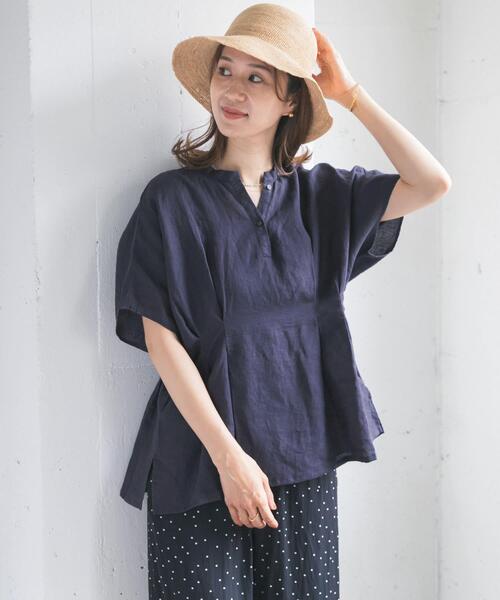 URBAN RESEARCH DOORS（アーバンリサーチドアーズ）の「リネンウエストタックスキッパーブラウス（シャツ/ブラウス・レディース・ボルドー/オフホワイト/ネイビー・FREE）」の11枚目の写真