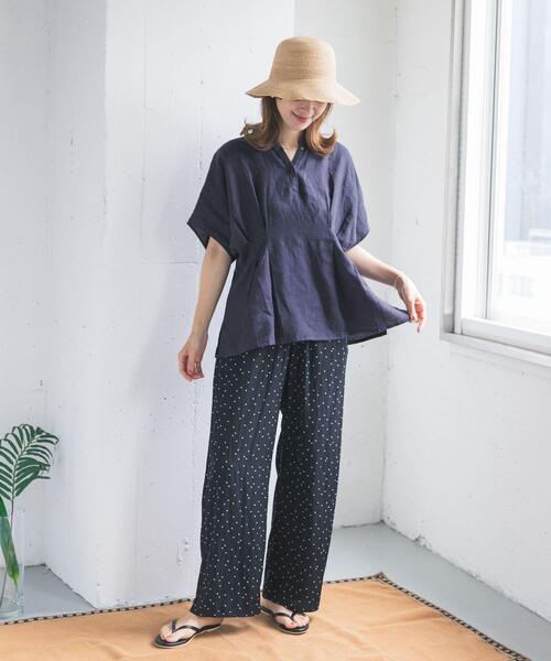 URBAN RESEARCH DOORS（アーバンリサーチドアーズ）の「リネンウエストタックスキッパーブラウス（シャツ/ブラウス・レディース・ボルドー/オフホワイト/ネイビー・FREE）」の13枚目の写真