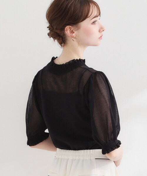 couture brooch(クチュールブローチ)の「【洗える】LEVITAシャーリング サマーニット(ニット/セーター・レディース・ブラック/ライトグレー/オフホワイト・38/36/42)」の12枚目の写真