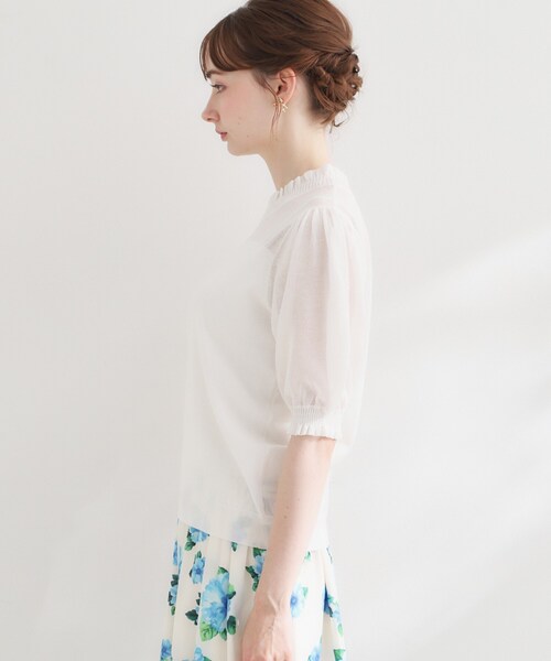 couture brooch(クチュールブローチ)の「【洗える】LEVITAシャーリング サマーニット(ニット/セーター・レディース・ブラック/ライトグレー/オフホワイト・38/36/42)」の17枚目の写真