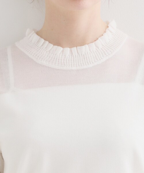 couture brooch(クチュールブローチ)の「【洗える】LEVITAシャーリング サマーニット(ニット/セーター・レディース・ブラック/ライトグレー/オフホワイト・38/36/42)」の19枚目の写真