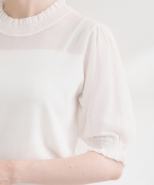 couture brooch(クチュールブローチ)の「【洗える】LEVITAシャーリング サマーニット(ニット/セーター・レディース・ブラック/ライトグレー/オフホワイト・38/36/42)」の20枚目の写真