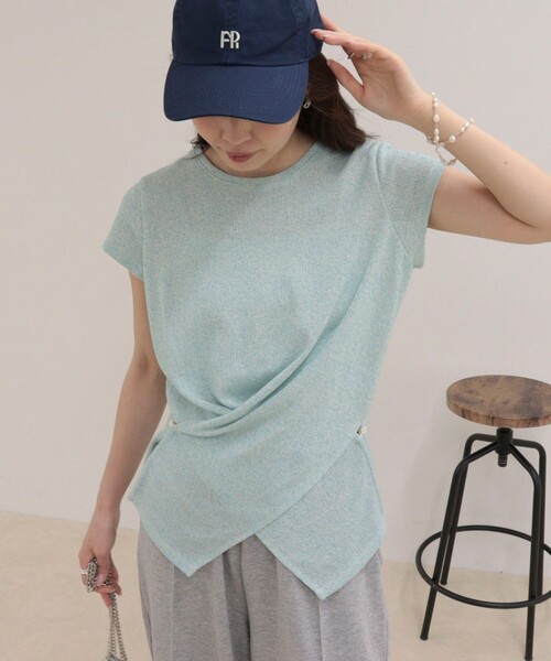 fredy emue(フレディエミュ)の「ニットソーカシュクールプルオーバー(Tシャツ/カットソー・レディース・グレー/サックスブルー/オフホワイト・38)」の3枚目の写真