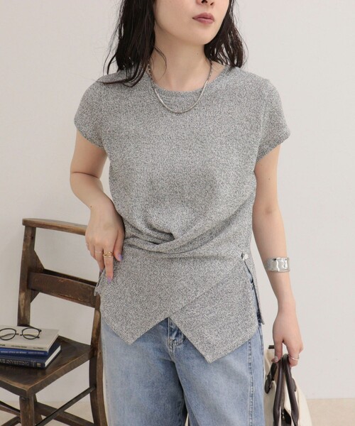 fredy emue(フレディエミュ)の「ニットソーカシュクールプルオーバー(Tシャツ/カットソー・レディース・グレー/サックスブルー/オフホワイト・38)」の10枚目の写真