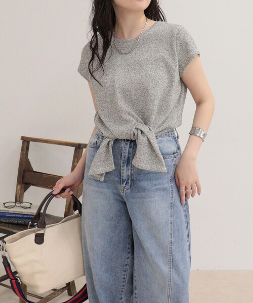 fredy emue(フレディエミュ)の「ニットソーカシュクールプルオーバー(Tシャツ/カットソー・レディース・グレー/サックスブルー/オフホワイト・38)」の7枚目の写真