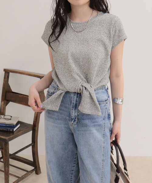 fredy emue(フレディエミュ)の「ニットソーカシュクールプルオーバー(Tシャツ/カットソー・レディース・グレー/サックスブルー/オフホワイト・38)」の4枚目の写真