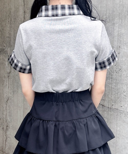 INGNI（イング）の「Wカラー半袖ポロニット（ニット/セーター・レディース・グレー系9/ブラック系9・M）」の12枚目の写真