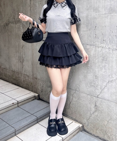 INGNI（イング）の「Wカラー半袖ポロニット（ニット/セーター・レディース・グレー系9/ブラック系9・M）」の14枚目の写真