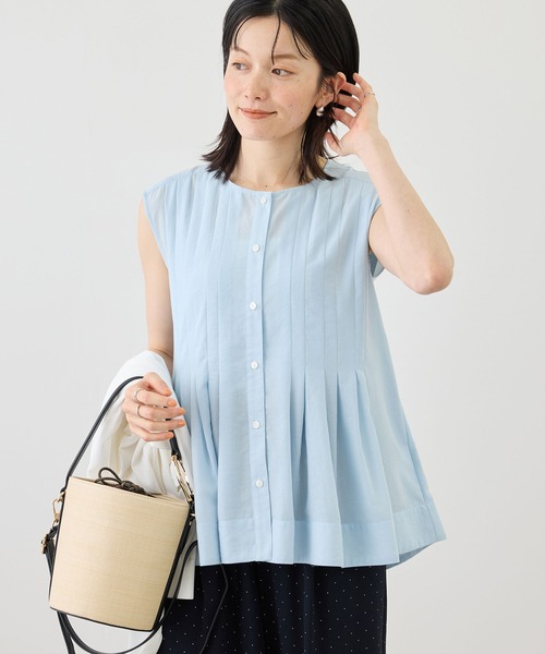 ROPE' PICNIC（ロペピクニック）の「【WEB限定カラー】タックデザインシャツ（シャツ/ブラウス・レディース・ピンク/ブラック/ホワイト/サックスブルー・FREE）」の4枚目の写真