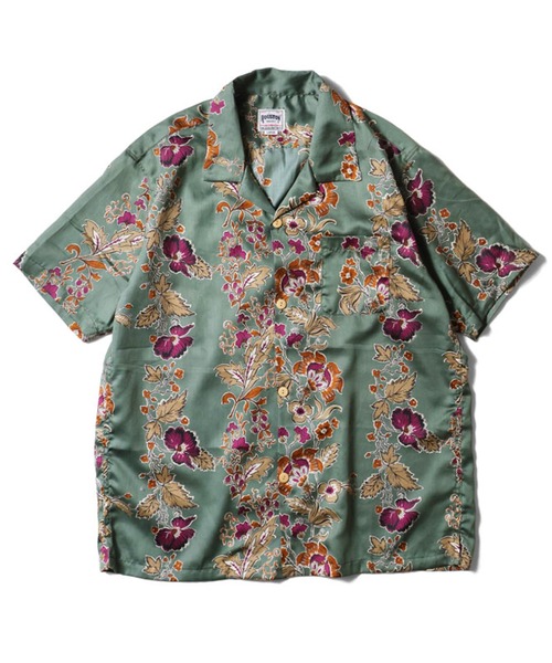 HOUSTON(ヒューストン)の「HOUSTON ヒューストン BOTANICAL ALOHA SHIRT ボタニカル柄 アロハシャツ / 開襟シャツ【日本製】(シャツ/ブラウス・メンズ・ナチュラル/ブラック/グリーン・M/XL/L)」の3枚目の写真