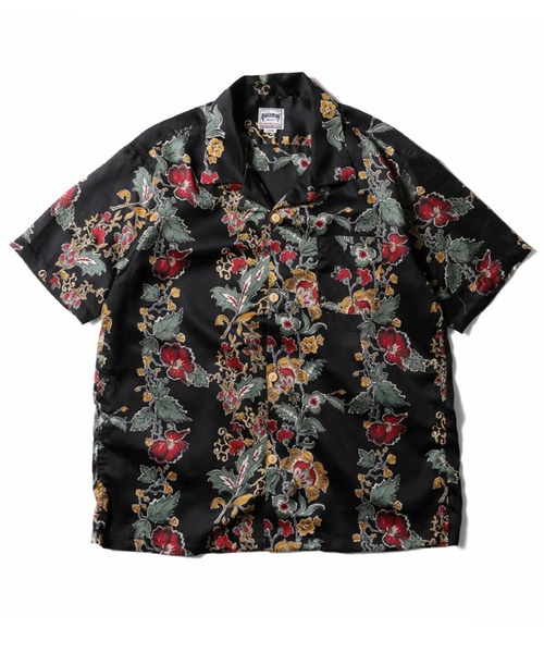 HOUSTON(ヒューストン)の「HOUSTON ヒューストン BOTANICAL ALOHA SHIRT ボタニカル柄 アロハシャツ / 開襟シャツ【日本製】(シャツ/ブラウス・メンズ・ナチュラル/ブラック/グリーン・M/XL/L)」の2枚目の写真