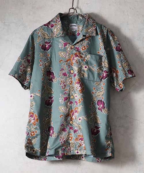HOUSTON(ヒューストン)の「HOUSTON ヒューストン BOTANICAL ALOHA SHIRT ボタニカル柄 アロハシャツ / 開襟シャツ【日本製】(シャツ/ブラウス・メンズ・ナチュラル/ブラック/グリーン・M/XL/L)」の4枚目の写真
